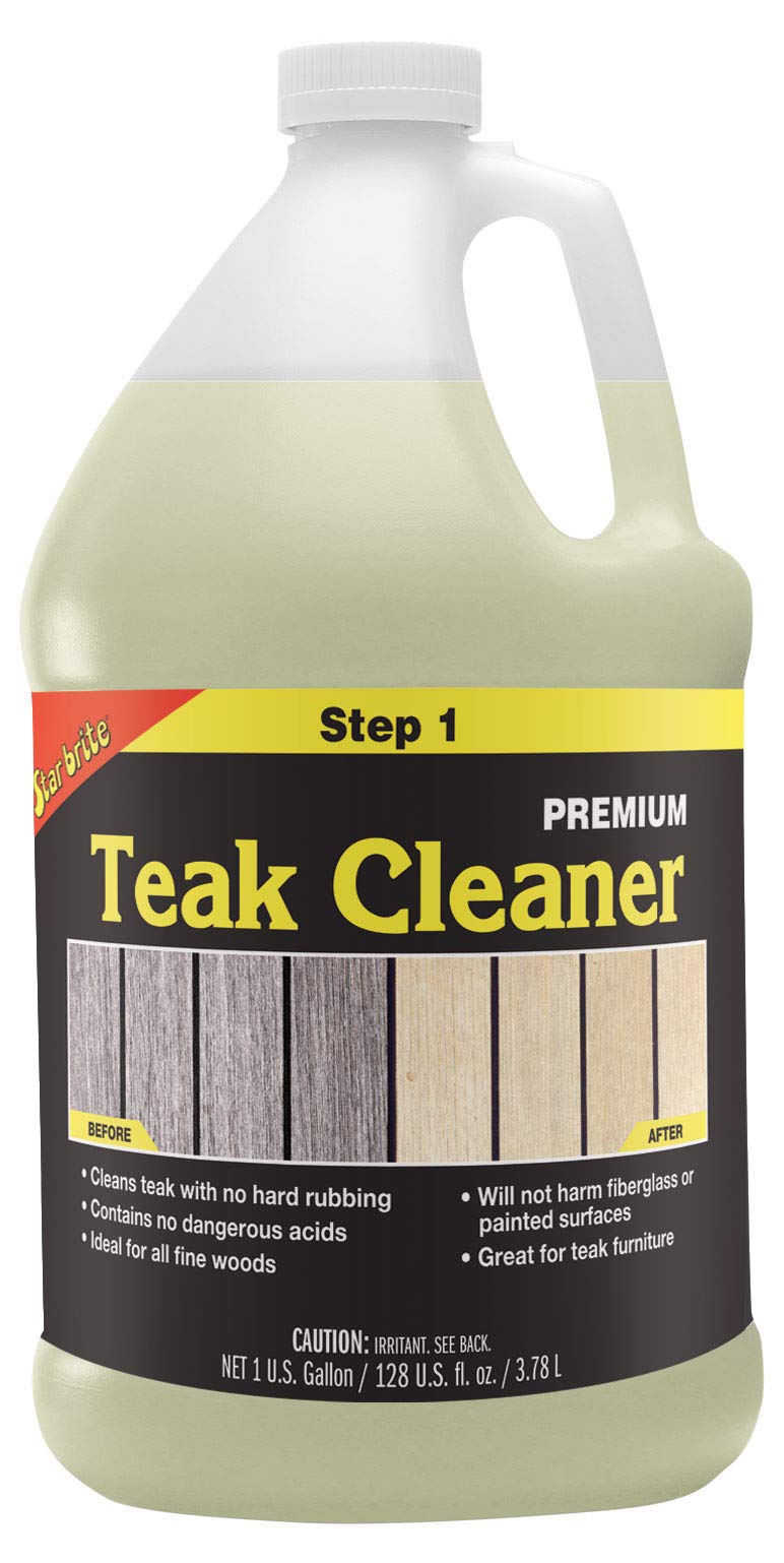 STAR BRITE Premium Teak Cleaner - Restore, Renew & Refresh Old Weathered Gray Teak Furniture & Other Fine Woods - Step 1-1 GAL (081400N) - Image 1